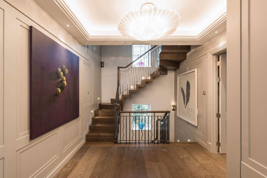 Eaton Mews North custom designed slender staircase