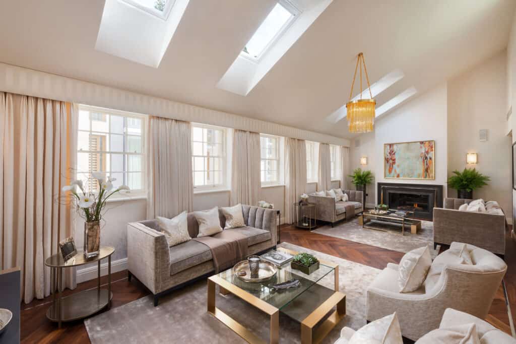 interior design for a lounge area in Westminister mews house