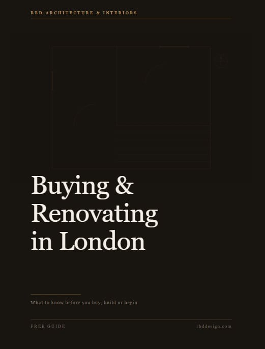 Cover of the RBD Architecture & Interiors guide, Buying & Renovating in London